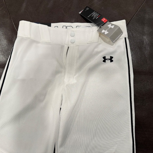 New - Under Armour Youth Boy's Open Bottom Black Piped with Braid Baseball Pant - Picture 3 of 6